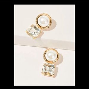 NWOT Faux Pearl Gemstone Decor Drop Earrings